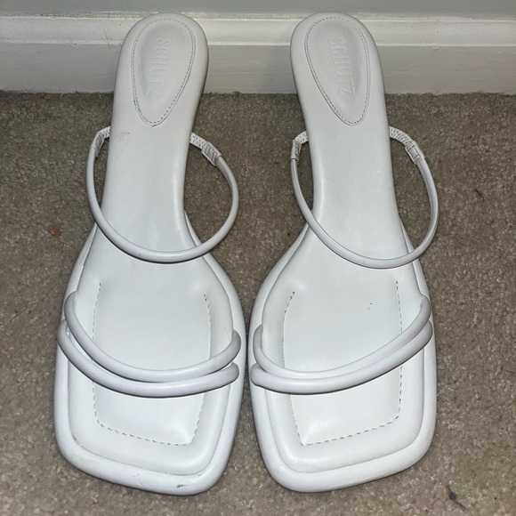 Schutz White Leather Strappy Agatha Mid Sandal, 11 - Picture 5 of 9